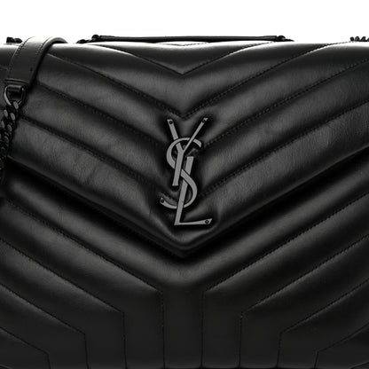 Saint Laurent Calfskin Y Quilted Monogram Monochrome Medium Loulou Chain Satchel Black 8 of 10