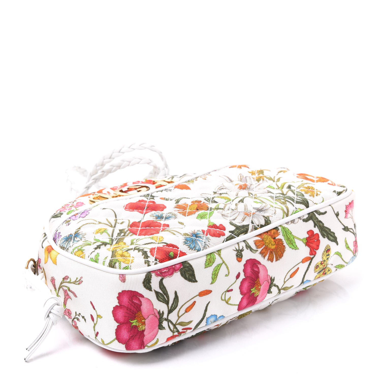 Gucci Canvas Flora Floral Trapuntata Small Zumi Dome Shoulder Bag White 3 of 10