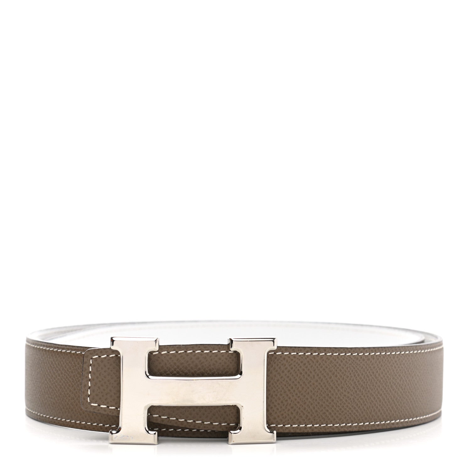 Hermes Epsom 32mm H Belt 80 Etoupe White 1 of 7