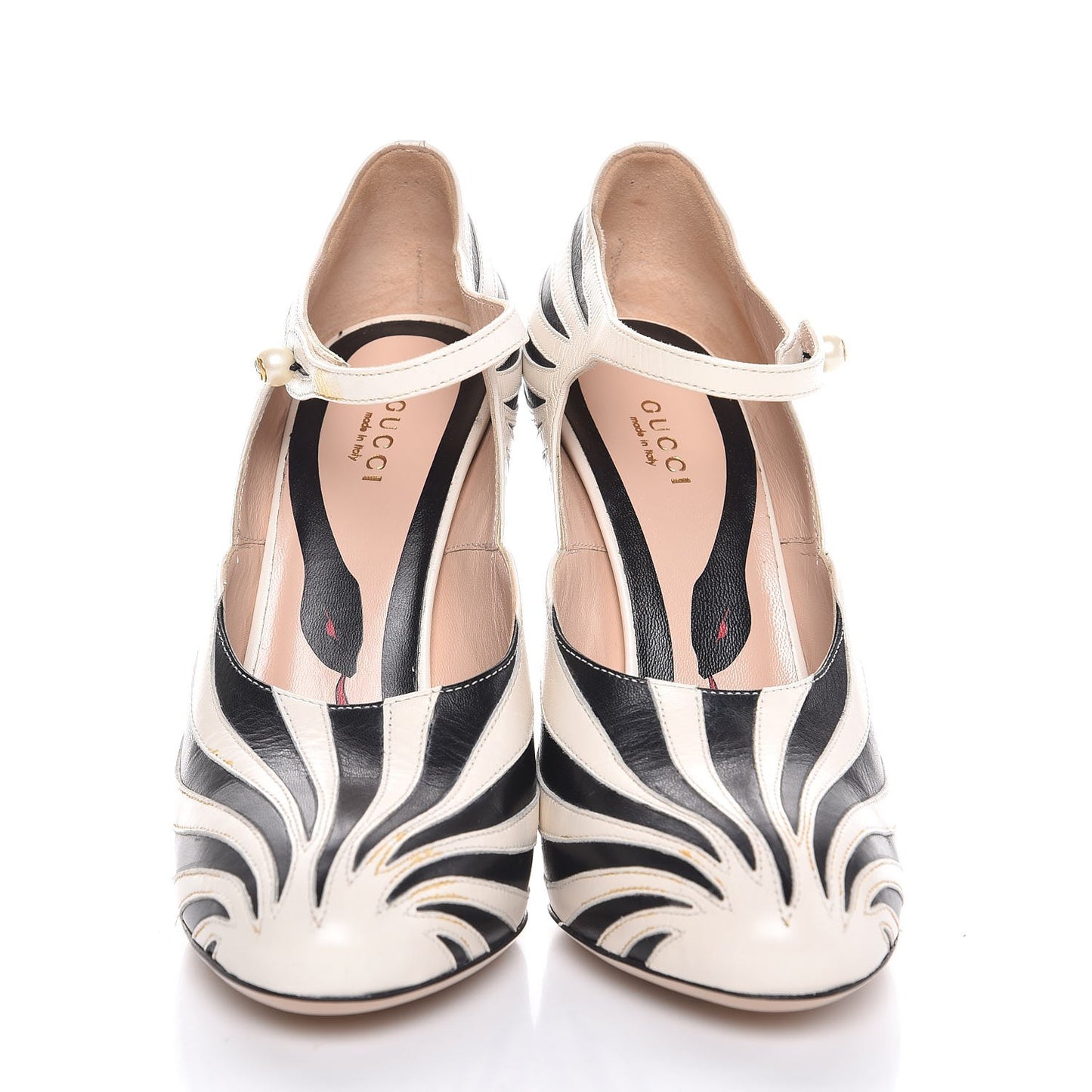 Malaga Kid Zebra Inlay Lesley Mary Jane Pumps 38.5 Mystic White Black