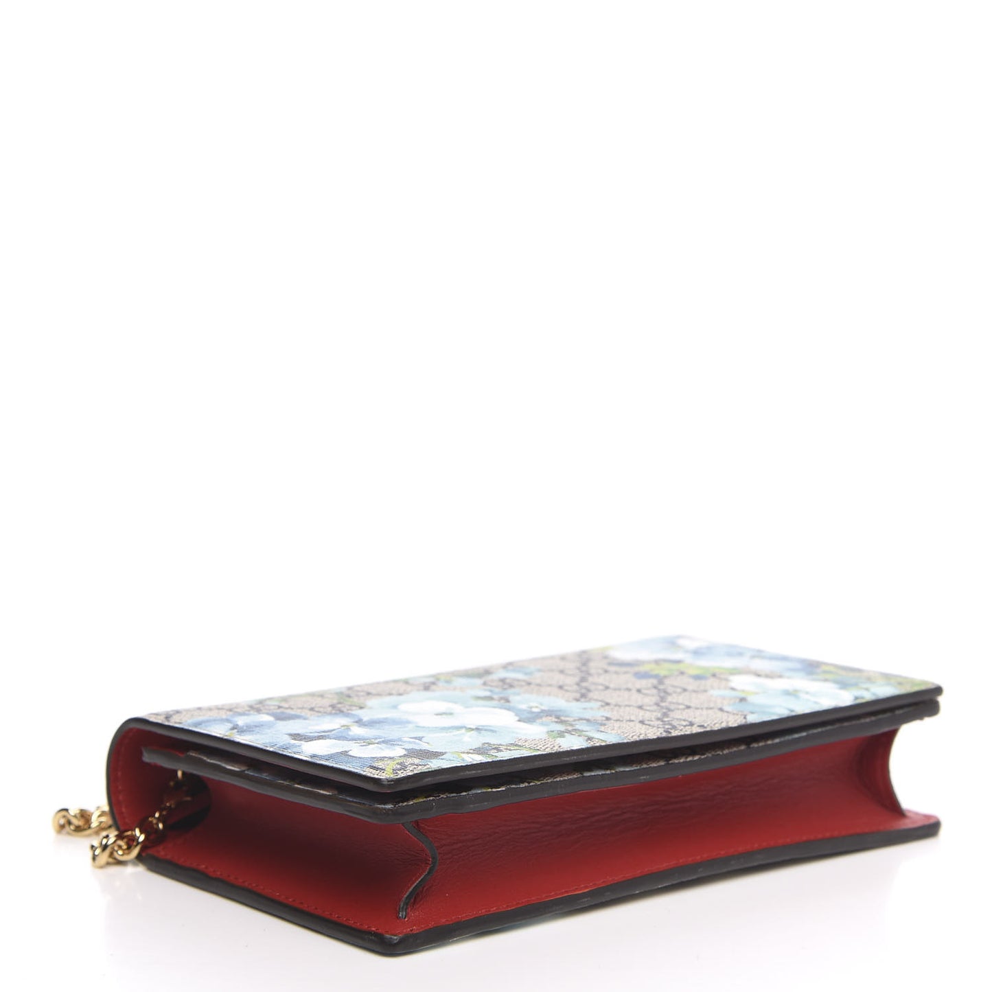 GG Supreme Monogram Blooms Chain Wallet Blue