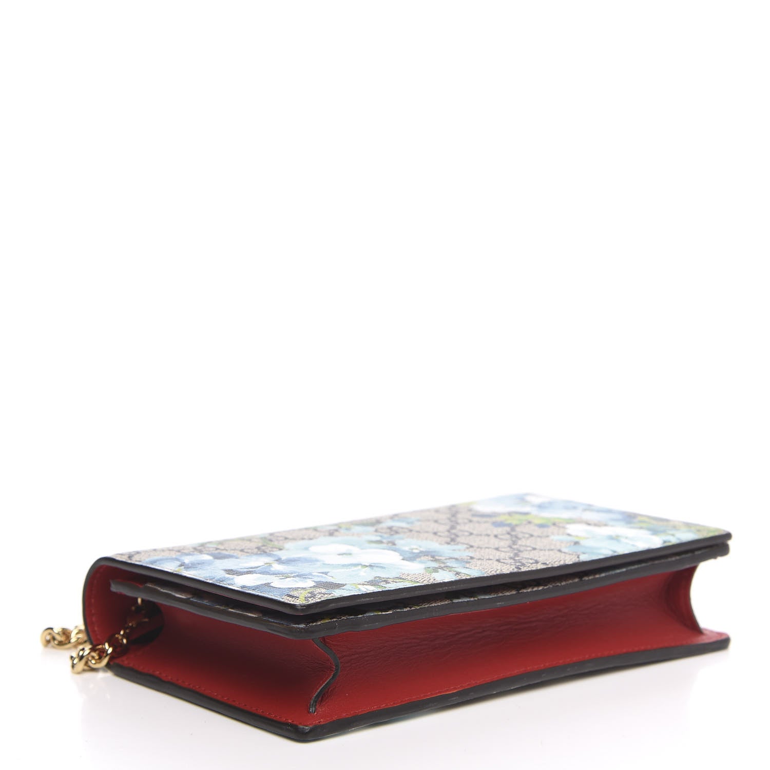 Gucci GG Supreme Monogram Blooms Chain Wallet Blue 4 of 8