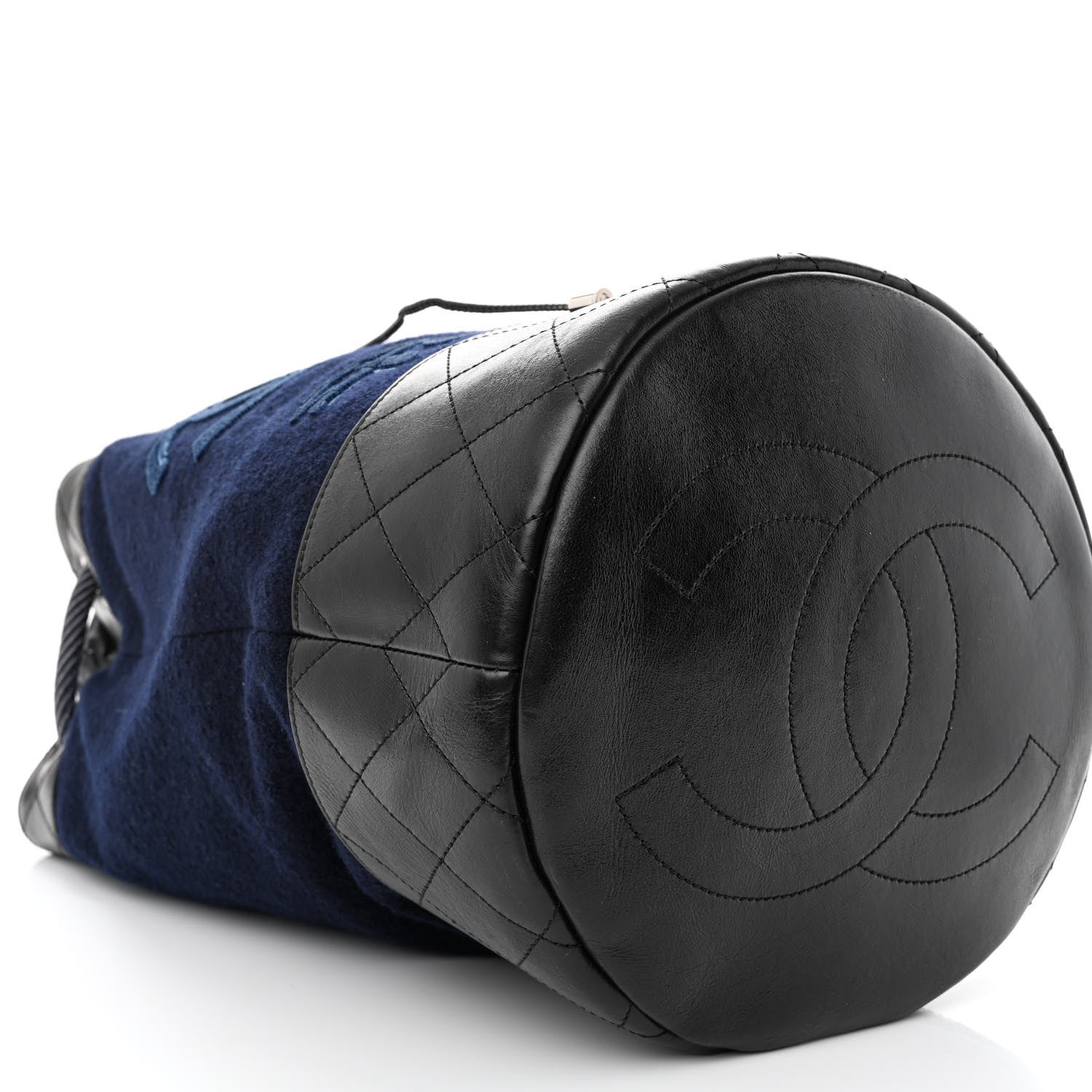 Chanel Wool Calfskin Embroidered Paris Hamburg Drawstring Backpack Navy Blue 9 of 10