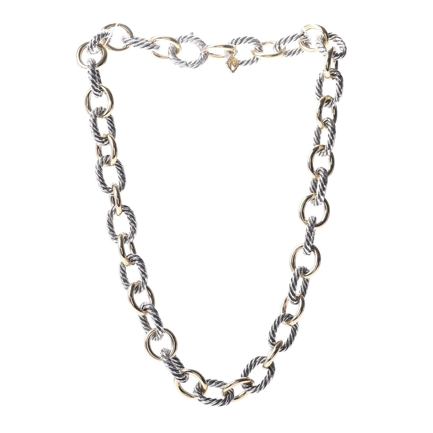 Sterling Silver 18K Yellow Gold 12mm Large Oval Link Necklace