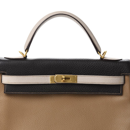 Hermes Togo Tri-Color Kelly Retourne 32 Tabac Camel Ebene Parchemin 10 of 10