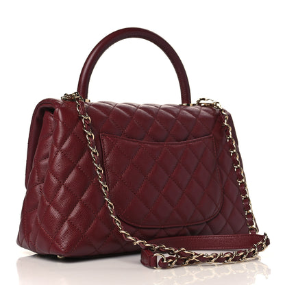 Chanel Caviar Quilted Small Coco Handle Flap Burgundy 3 of 9