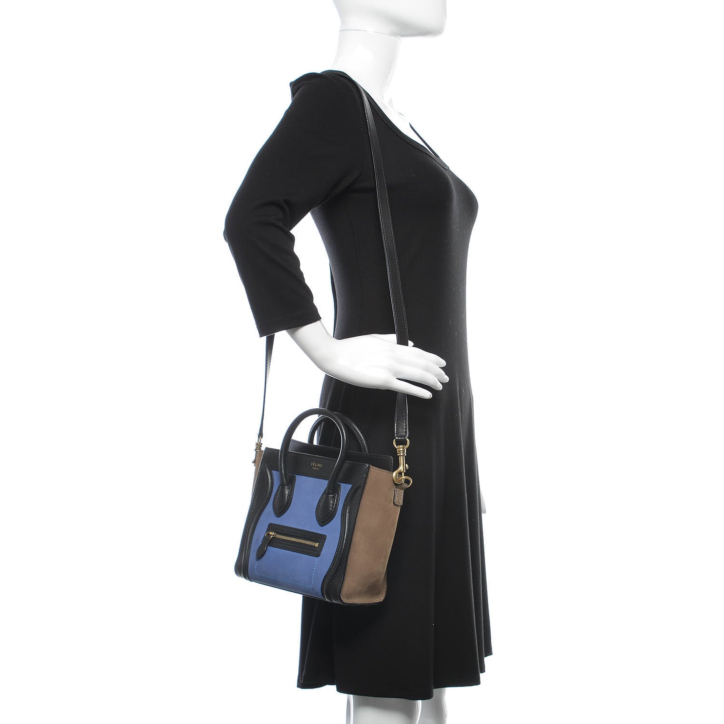 Nubuck Smooth Calfskin Nano Tri-Color Luggage Royal Blue