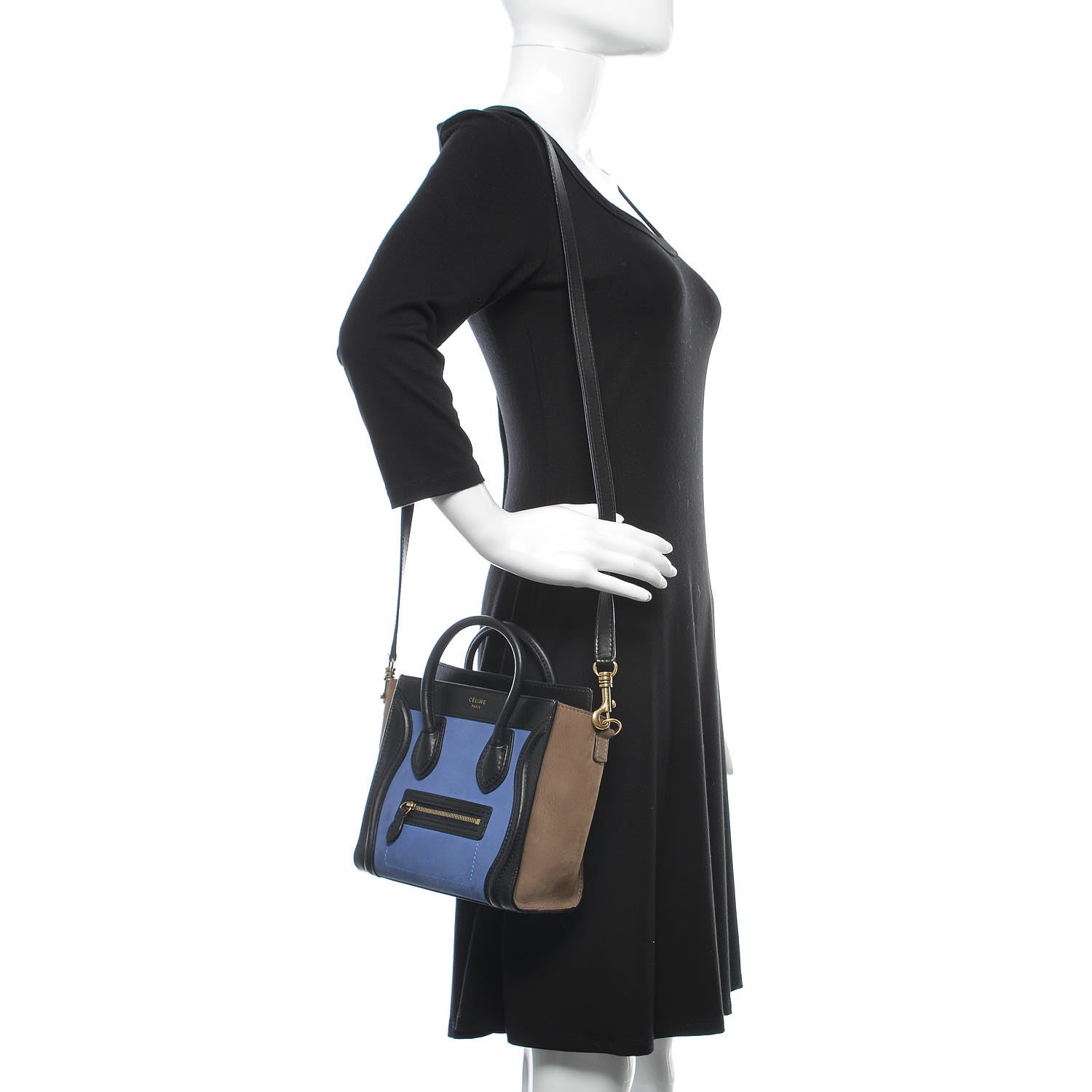 Celine Nubuck Smooth Calfskin Nano Tri-Color Luggage Royal Blue 2 of 9