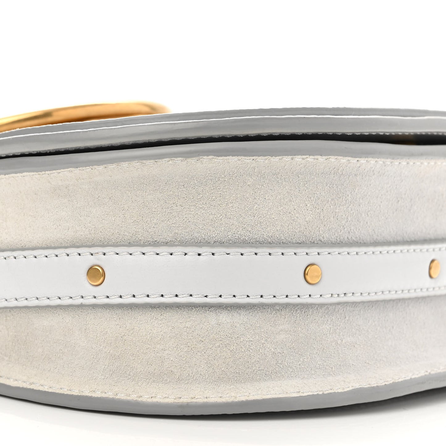 Calfskin Suede Lizard Embossed Small Nile Bracelet Bag Light Cloud
