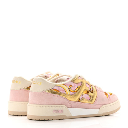 Versace X FENDI Suede Fabric FF Baroque Womens Fendace Match Sneakers 38 Pink Gold Multicolor 4 of 9