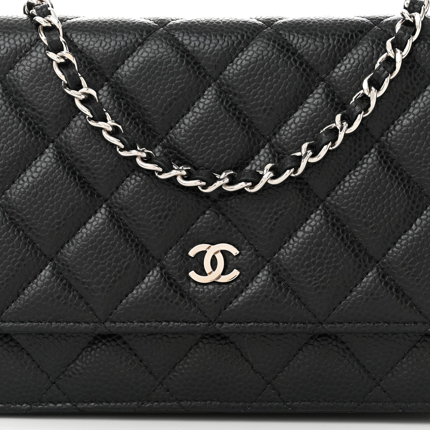 Caviar Quilted Wallet on Chain WOC Black