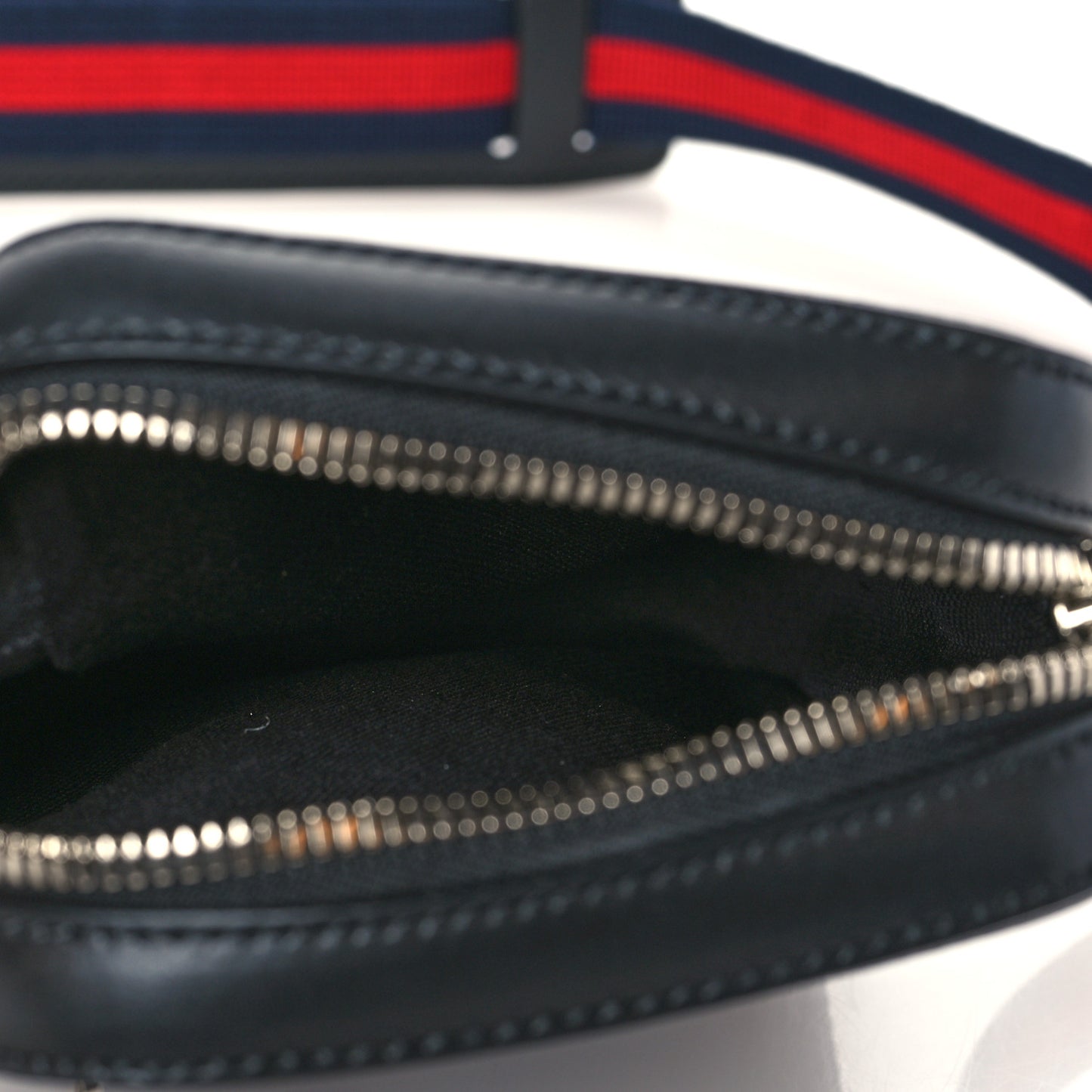 GG Supreme Monogram Appia Calfskin Web Small Camera Messenger Bag Black Grey