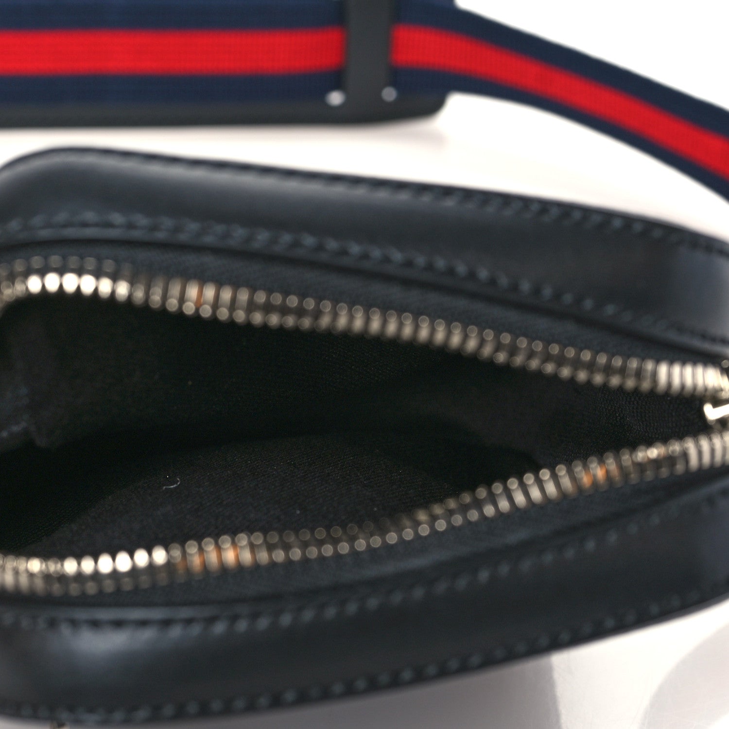 Gucci GG Supreme Monogram Appia Calfskin Web Small Camera Messenger Bag Black Grey 5 of 10