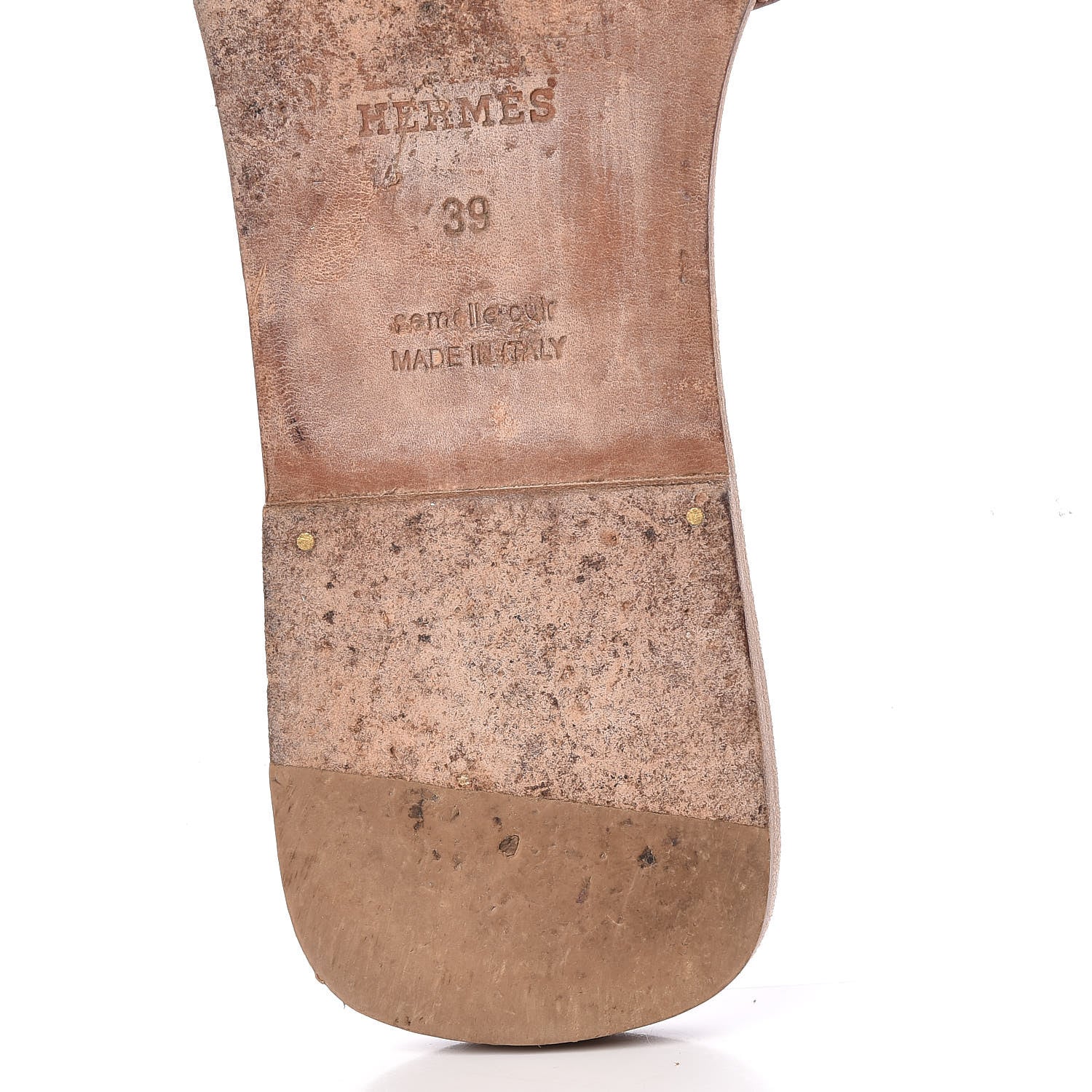 Hermes Laminated Nappa Calfskin Oran Sandals 39 Gold 13 of 18