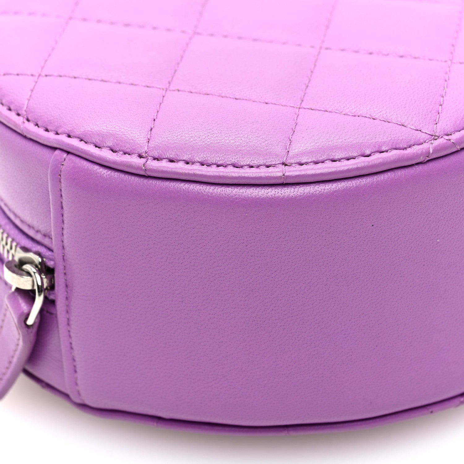 Chanel Lambskin Quilted Round Clutch With Chain Purple 9 of 10