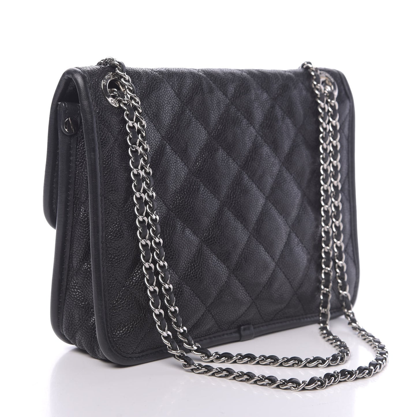 Caviar Quilted Mini French Riviera Flap Black