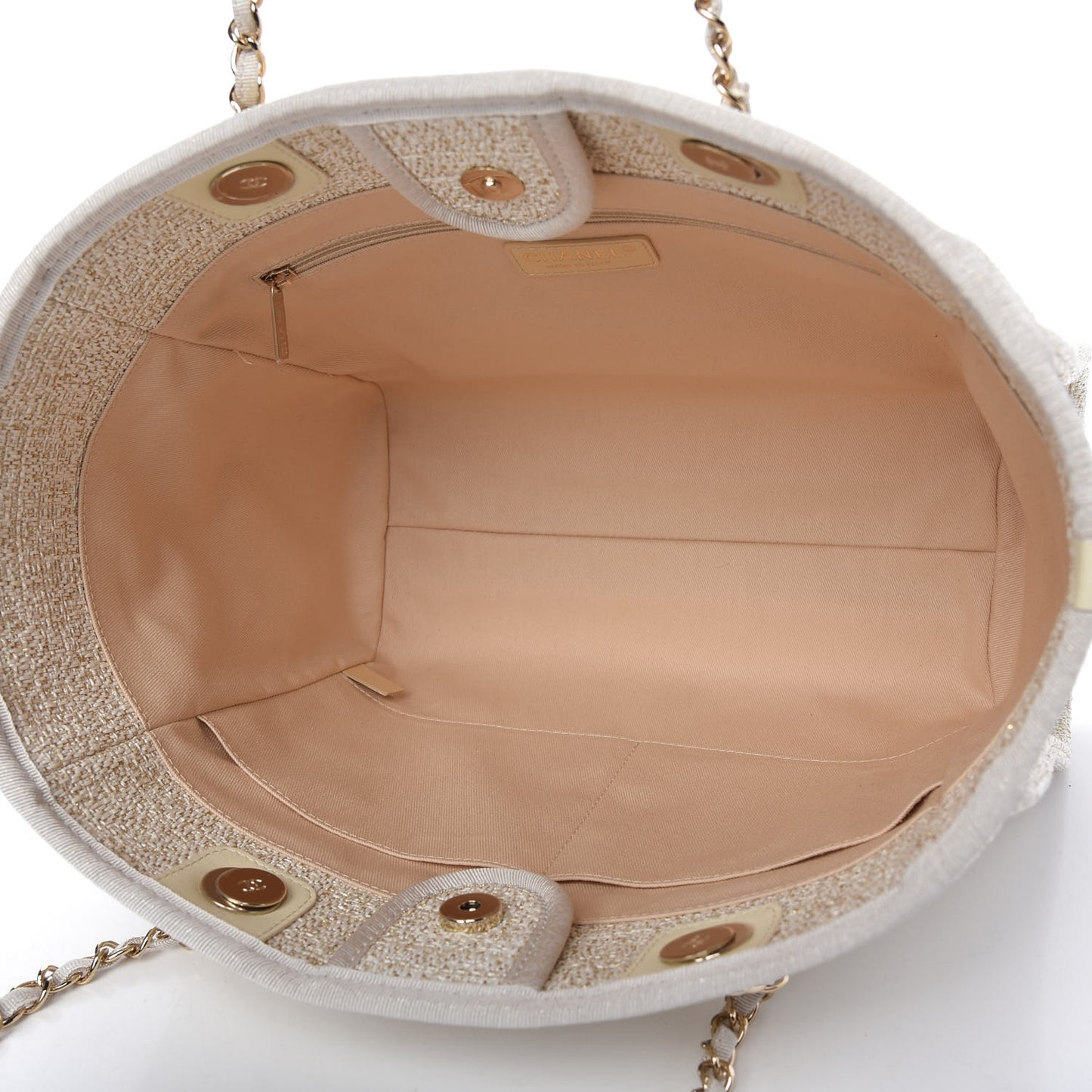 Lurex Boucle Small Deauville Tote Ivory