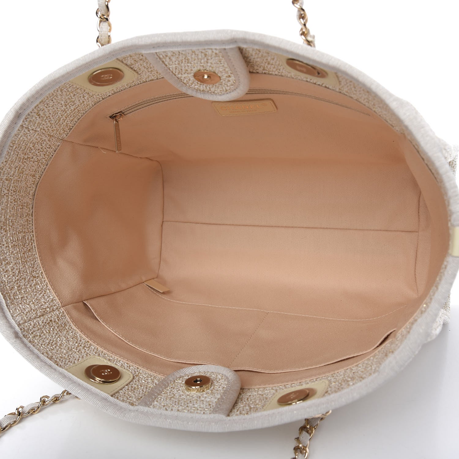 Chanel Lurex Boucle Small Deauville Tote Ivory 4 of 9