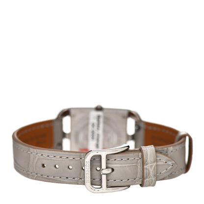 Hermes Stainless Steel Alligator Diamond Bezel 23mm Cape Cod Chaine d'Ancre Joaillier Quartz Watch Gris Perle 3 of 5