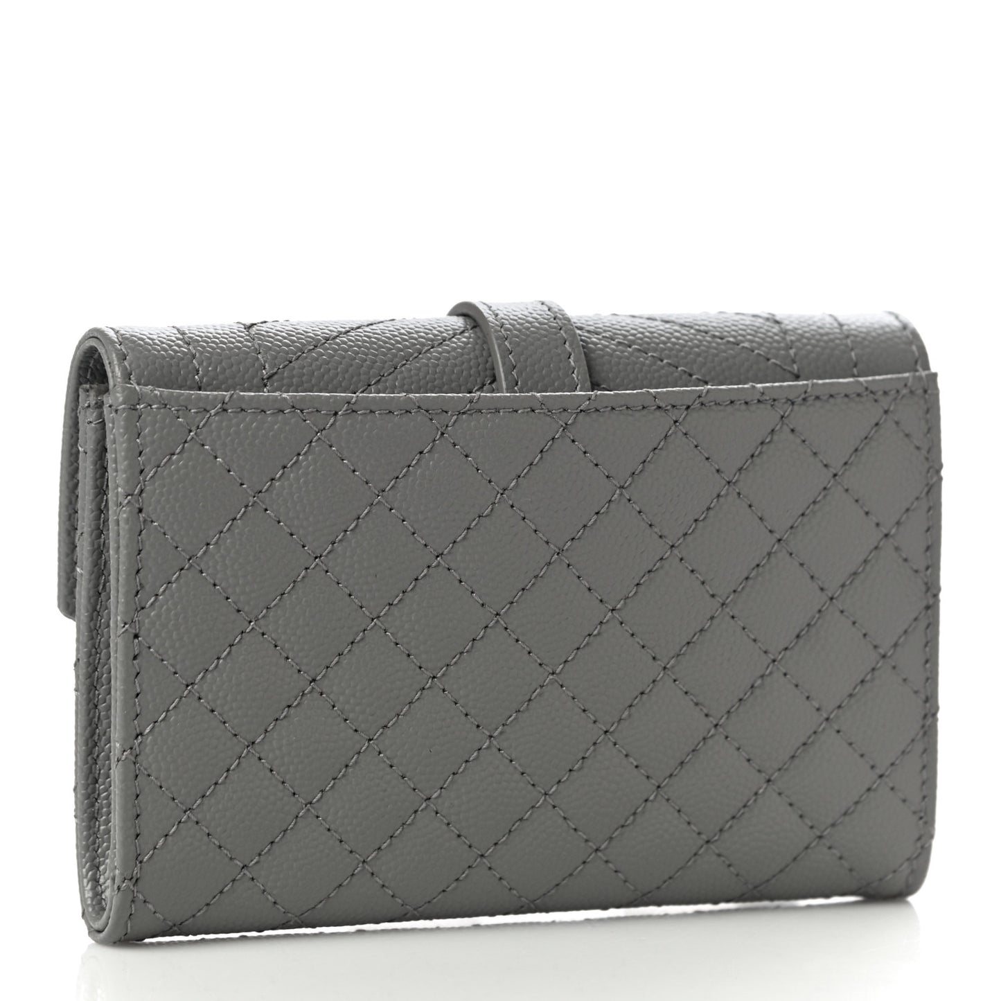 Grain De Poudre Textured Mixed Matelasse Triquilt Small Monogram Envelope Wallet New Stone