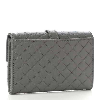 Saint Laurent Grain De Poudre Textured Mixed Matelasse Triquilt Small Monogram Envelope Wallet New Stone 3 of 10