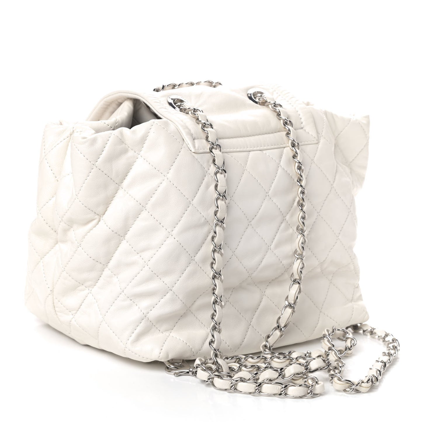 Lambskin Quilted Beijing Backpack Bag White