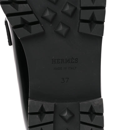 Hermes Calfskin Womens Faubourg Loafers 37 Black 6 of 10