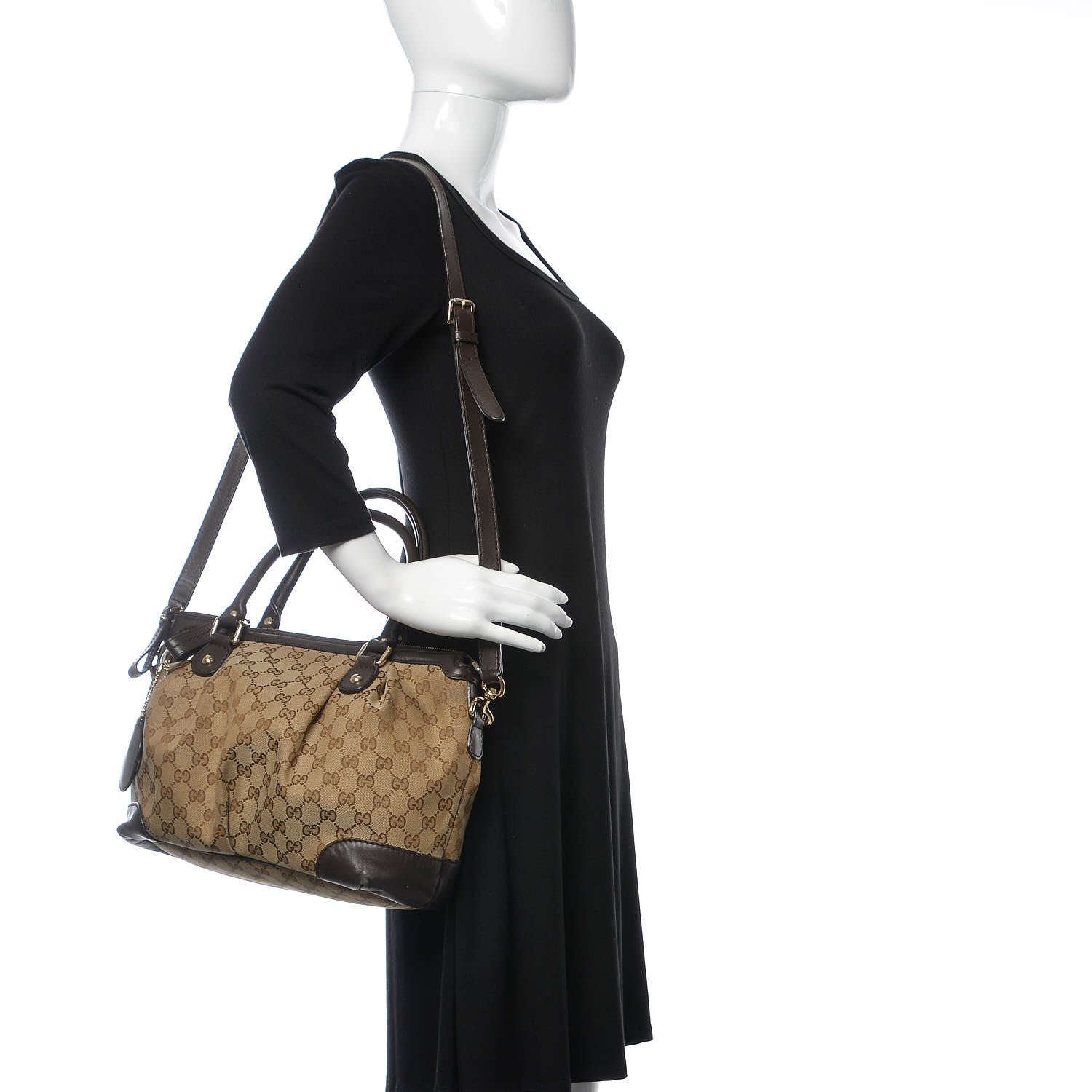 Gucci Monogram Medium Sukey Top Handle Dark Brown 2 of 11