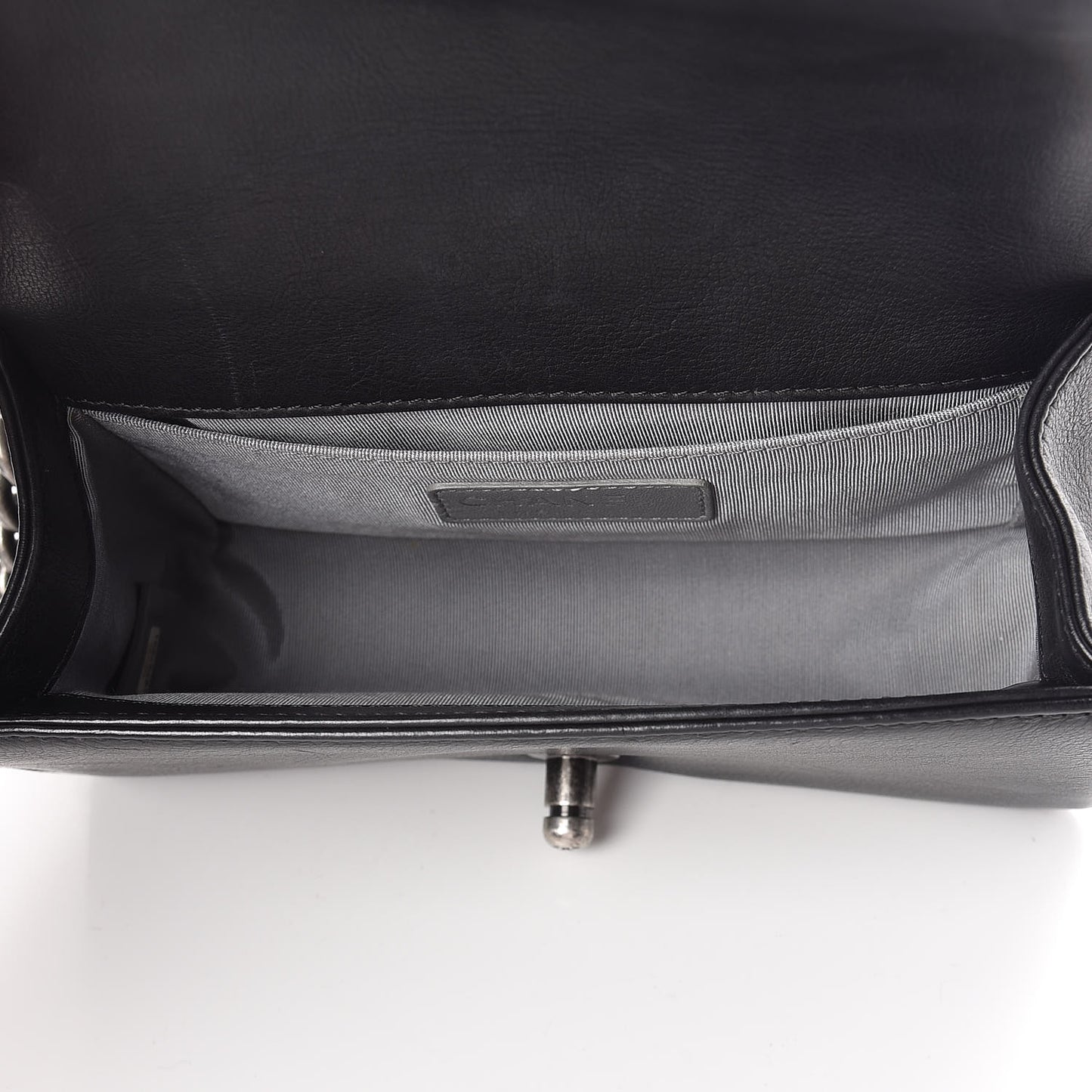 Calfskin Double Stitch Small Boy Flap Black