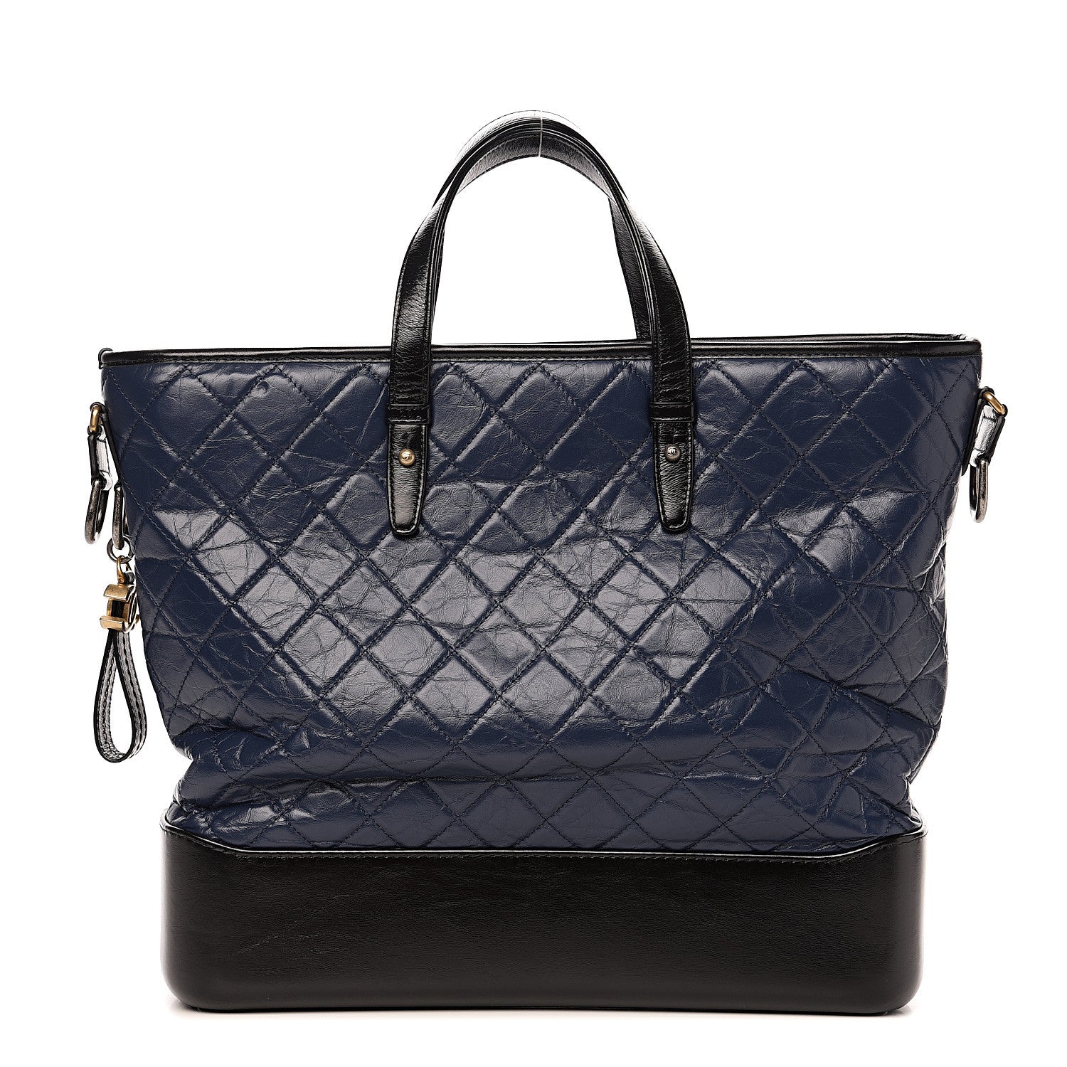 Chanel Aged Calfskin Quilted Large Gabrielle Shopping Tote Navy Black 1 of 9