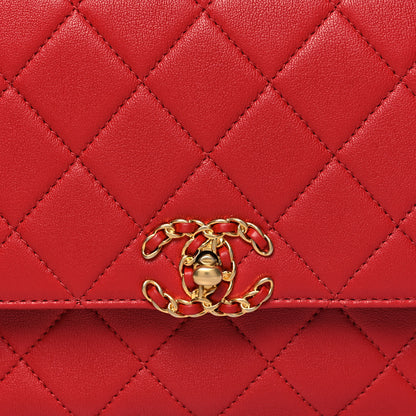 Chanel Lambskin Quilted Chain Infinity Top Handle Flap Red 8 of 10