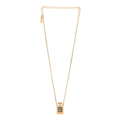 Chanel Crystal Pearl Perfume Bottle CC Necklace Black Gold 3 of 6