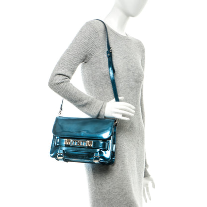 Proenza Schouler Metallic Patent PS11 Classic Shoulder Bag Ocean Blue 2 of 9