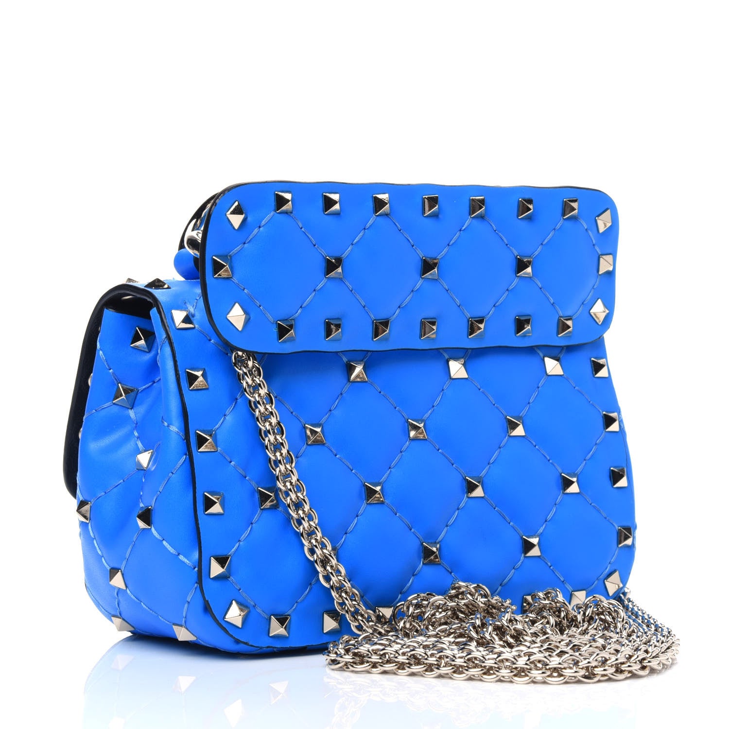 Valentino Garavani Calfskin Micro Rockstud Spike Shoulder Bag Blue Fluo 2 of 3