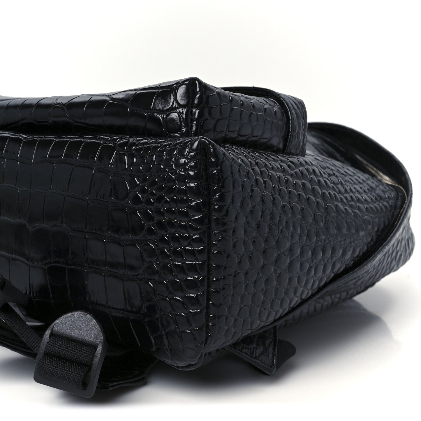 Calfskin Logo Crocodile Embossed Small Everyday Backpack Black
