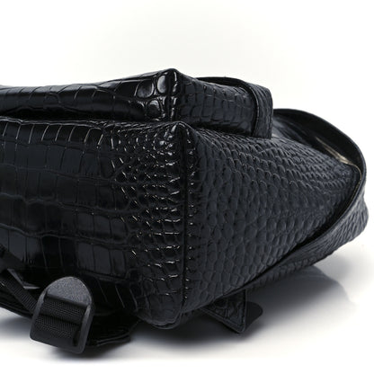Balenciaga Calfskin Logo Crocodile Embossed Small Everyday Backpack Black 11 of 11