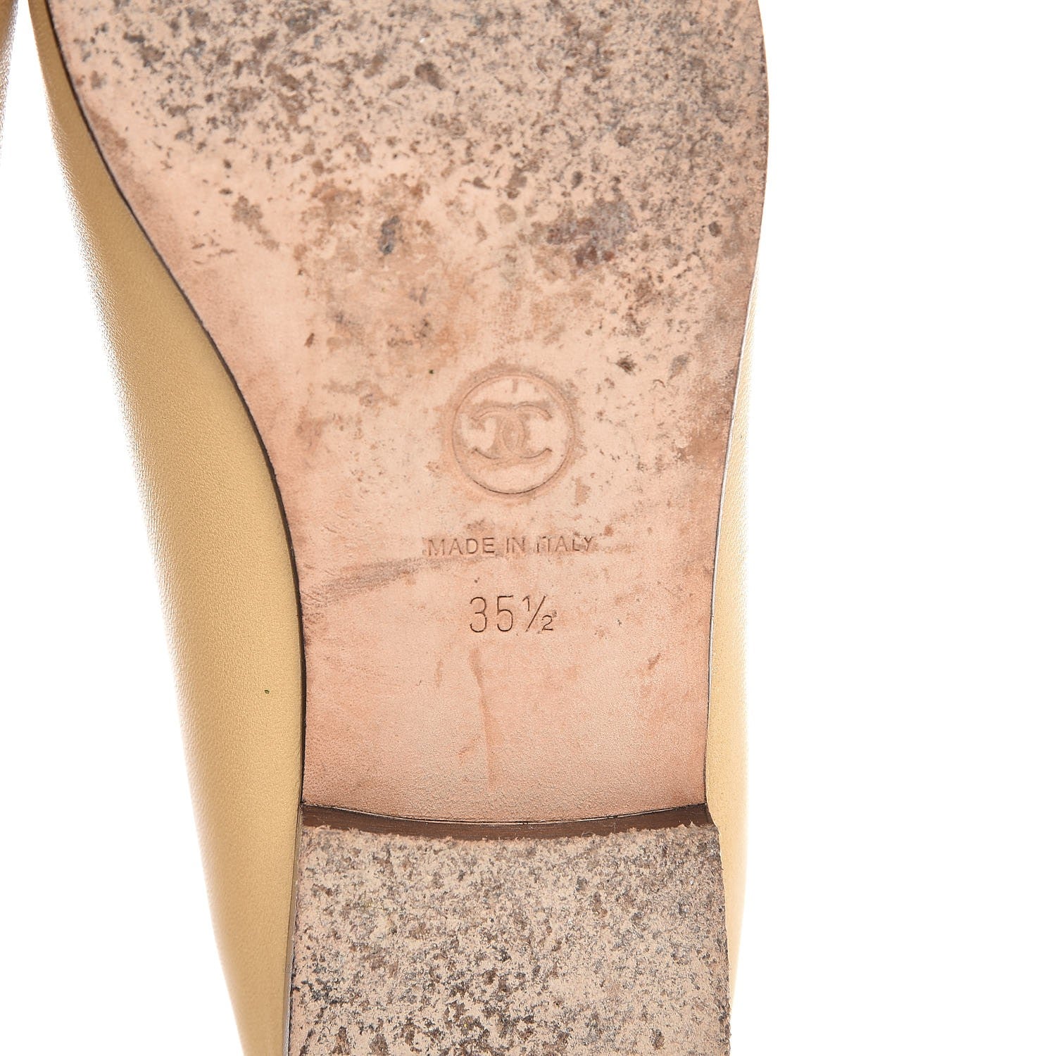 Chanel Lambskin Cap Toe Ballerina Flats 35.5 Beige Black 8 of 11