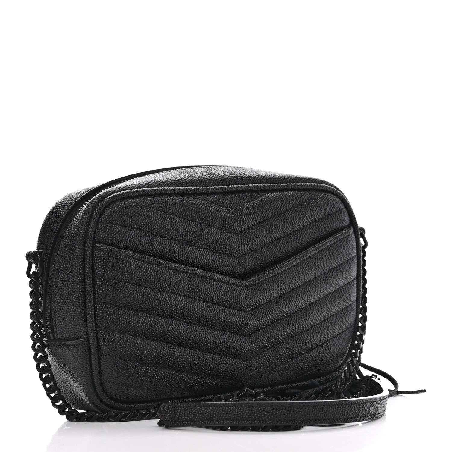 Saint Laurent Grain De Poudre Matelasse Monochrome Monogram Mini Lou Camera Bag Black 3 of 10
