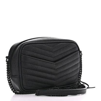 Saint Laurent Grain De Poudre Matelasse Monochrome Monogram Mini Lou Camera Bag Black 3 of 10