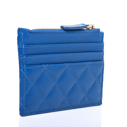 Chanel Caviar Quilted CC Zip Card Holder Blue 3 of 10