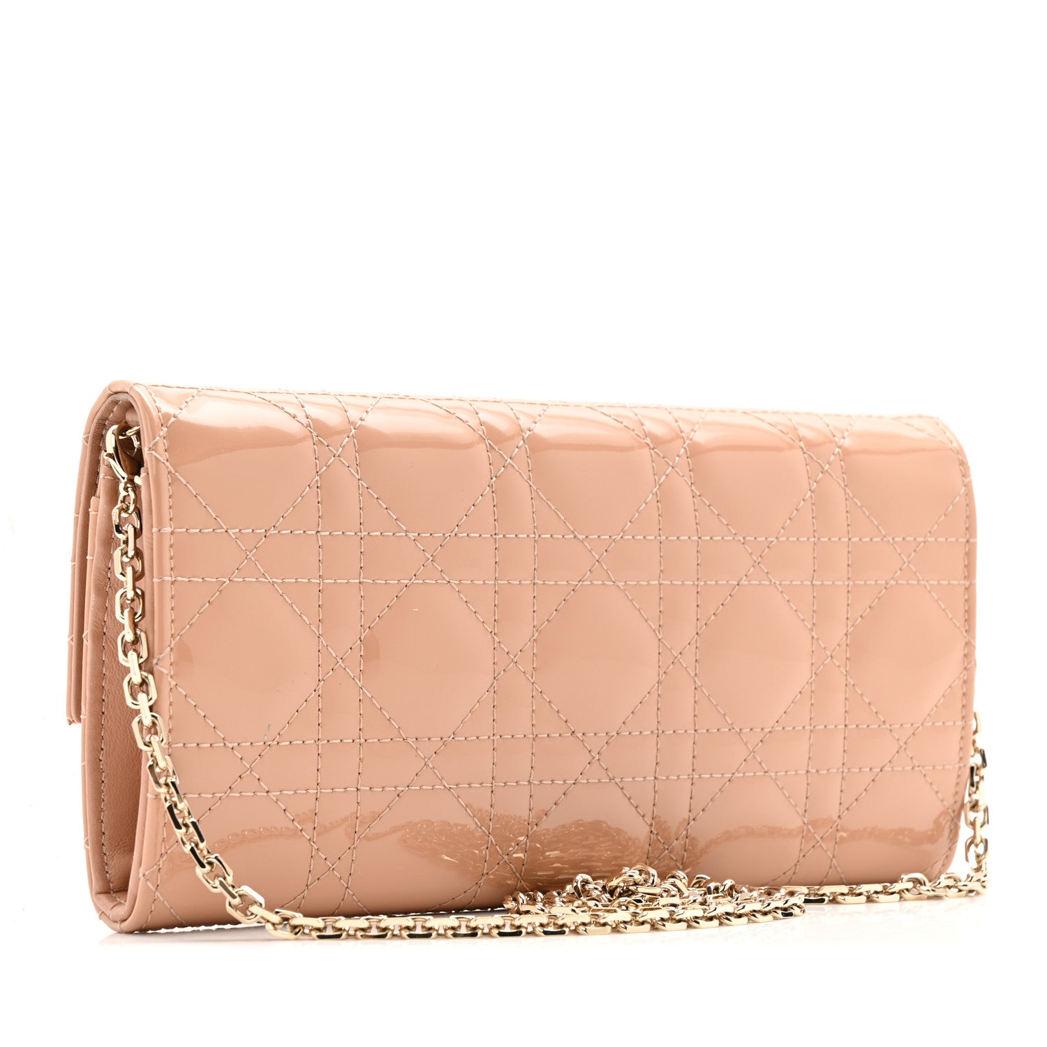 Christian Dior Patent Cannage Lady Dior Rendezvous Wallet On Chain Rose De Vents 3 of 14