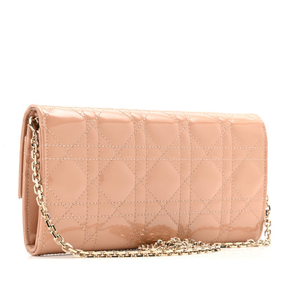 Christian Dior Patent Cannage Lady Dior Rendezvous Wallet On Chain Rose De Vents 3 of 14