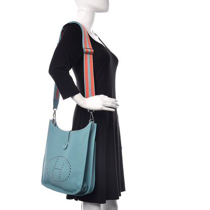 Hermes Taurillon Clemence Amazone Evelyne III GM Bleu Saint Cyr Orange Poppy 2 of 10