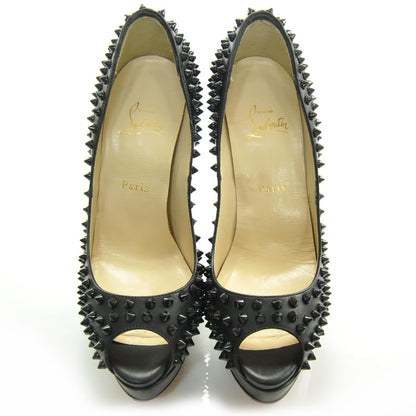 Christian Louboutin Calf Lady Peep Spikes VIP 150 Pumps 40.5 Black 3 of 7