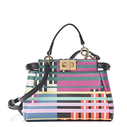 Fendi Vitello Seta Digital Print Micro Peekaboo Iconic Satchel Multicolor Black 1 of 10
