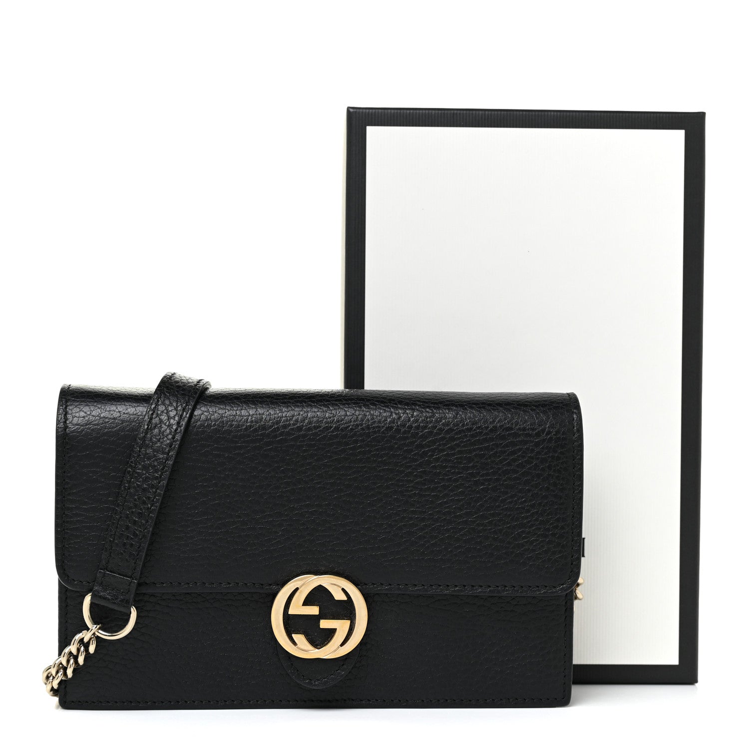 Gucci Dollar Calfskin Interlocking G Chain Wallet Black 12 of 12