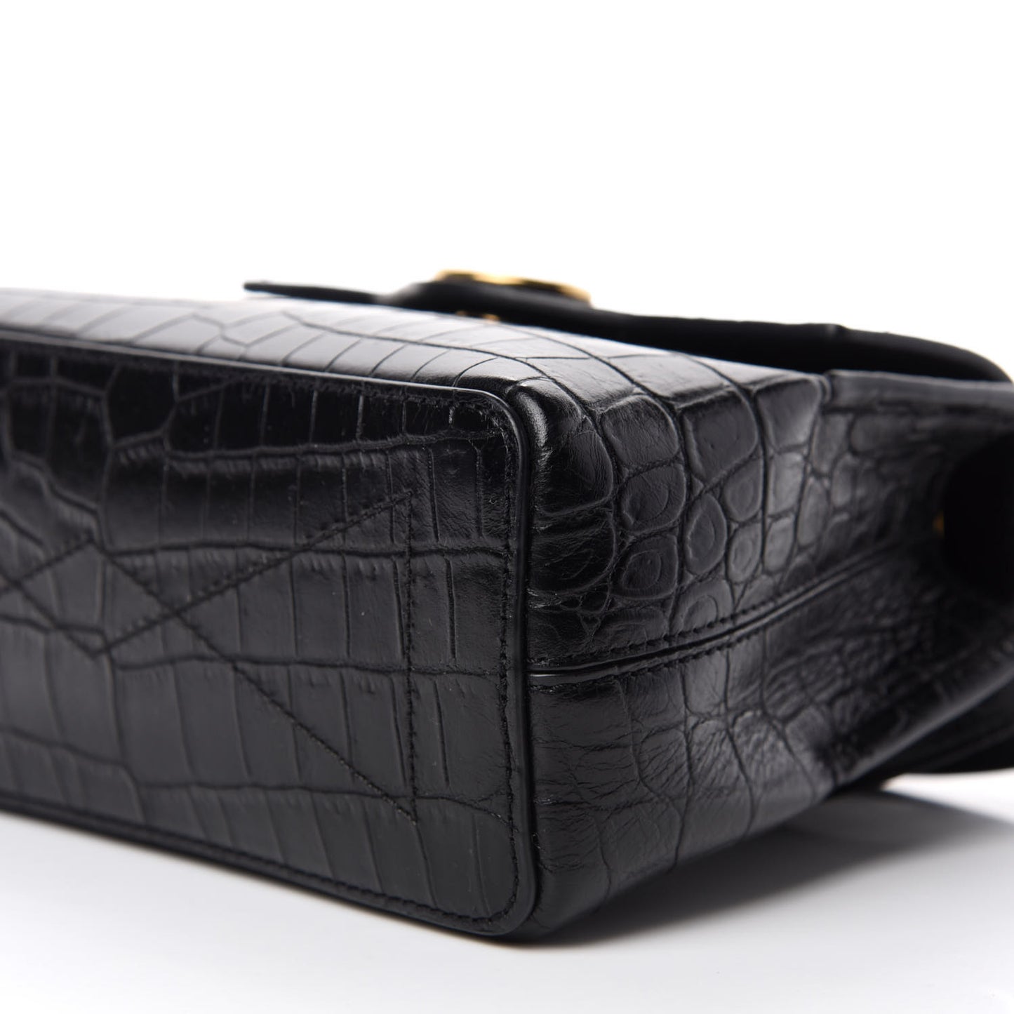 Calfskin Crocodile Embossed Micro Seaton Black