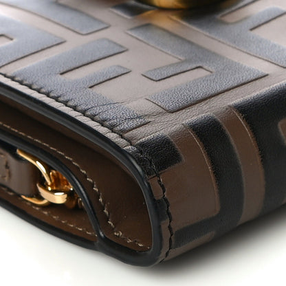 Fendi Vitello Soft F is Fendi Bi-Color FF 1974 Embossed Compact Wallet Maya Black 8 of 10