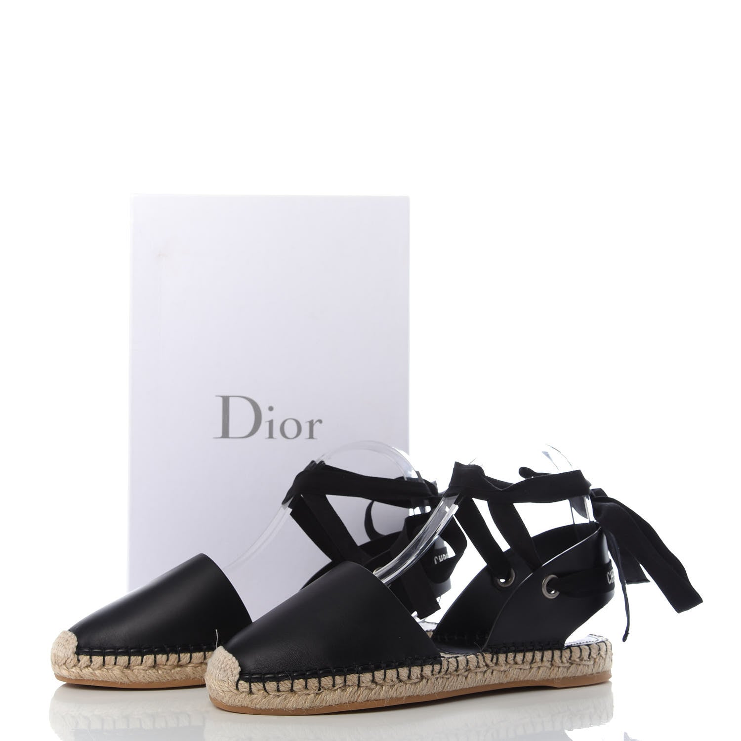 Christian Dior Calfskin Nicely-D Ankle Tie Espadrilles Flats 40 Black 8 of 8