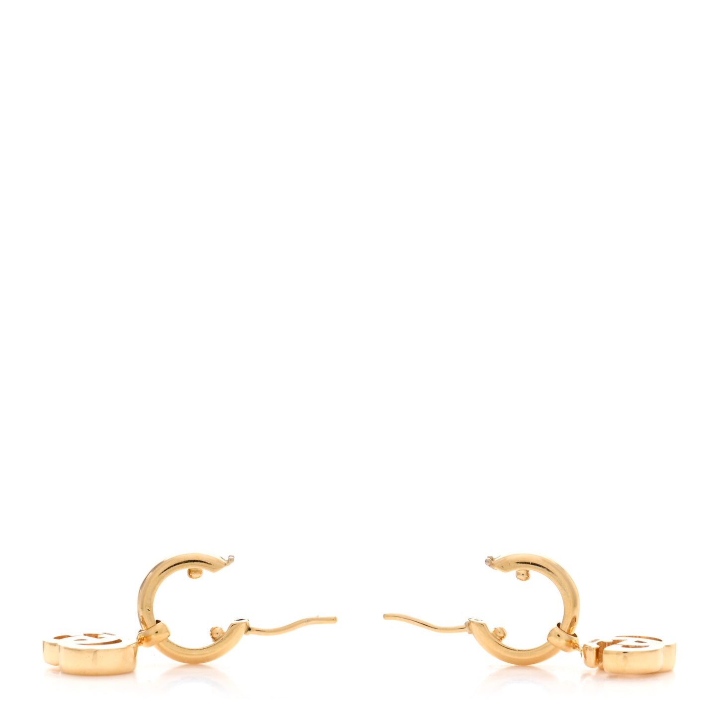 18K Yellow Gold Running G Drop Hoop Earrings